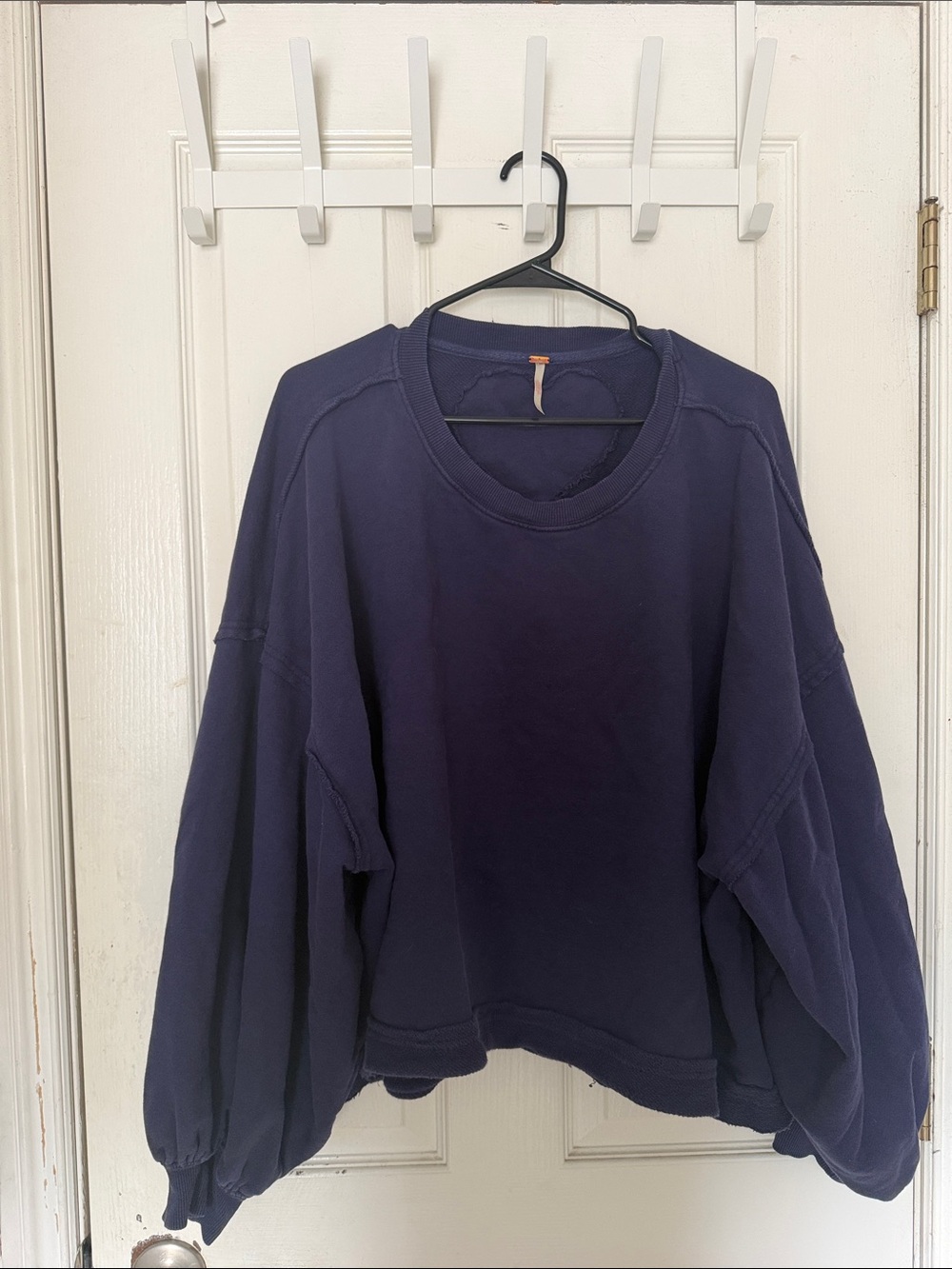 Free People Oversized Navy Crewneck Sweatshirt